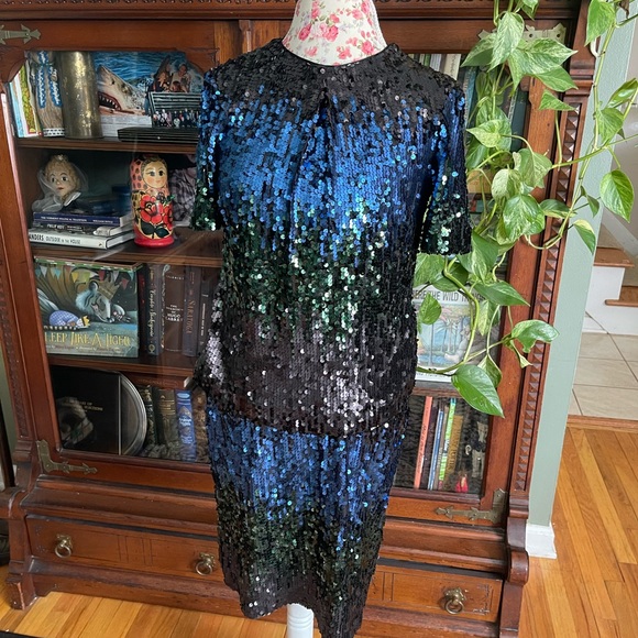 Brooks Brothers 🧚‍♂️NWTs🧚‍♂️ Ombré Sequin Shift Dress - Picture 4 of 13